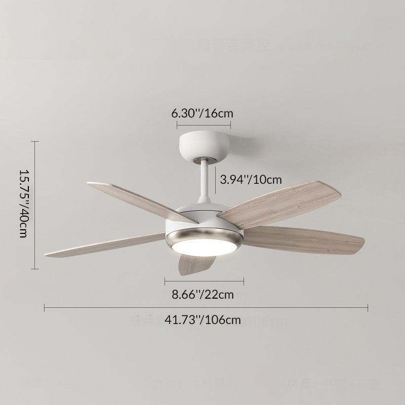 Contemporary Creative Wood Iron Rectangular Edge LED Semi-Flush Mount Ceiling Fan Light For Living Room