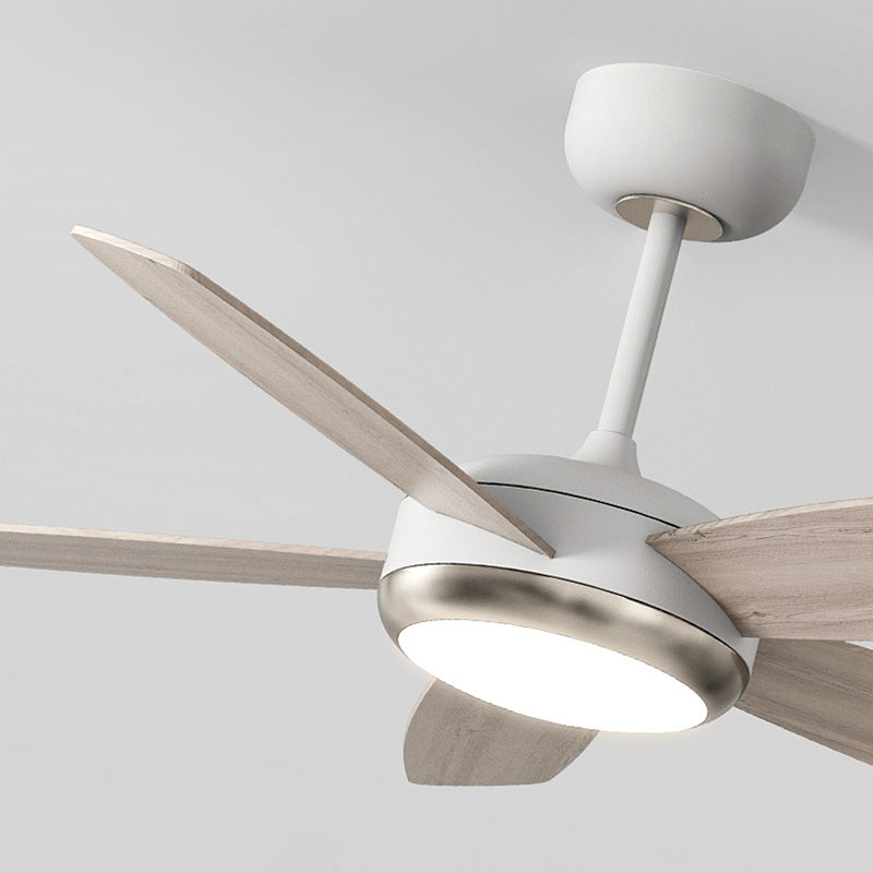 Contemporary Creative Wood Iron Rectangular Edge LED Semi-Flush Mount Ceiling Fan Light For Living Room