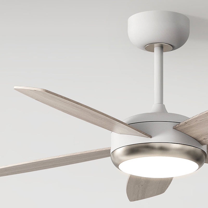 Ventilador de techo con luz LED de montaje semi-empotrado de borde rectangular de hierro y madera creativa contemporánea para sala de estar 