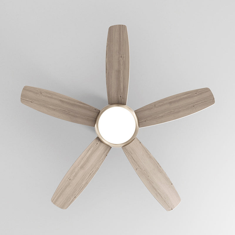 Contemporary Creative Wood Iron Rectangular Edge LED Semi-Flush Mount Ceiling Fan Light For Living Room