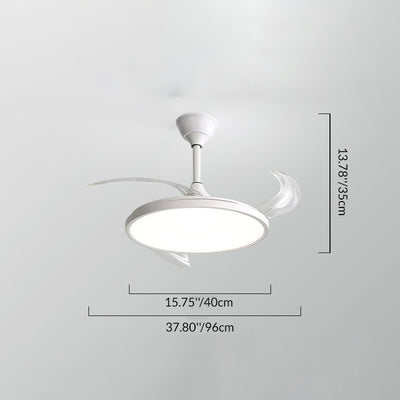 Moderner minimalistischer ABS PC Eisen gebogener runder LED-Deckenventilator mit halber Spülung für das Schlafzimmer 