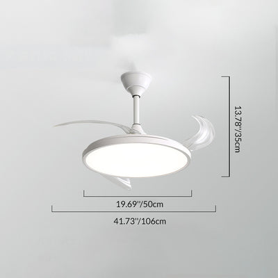 Moderner minimalistischer ABS PC Eisen gebogener runder LED-Deckenventilator mit halber Spülung für das Schlafzimmer 