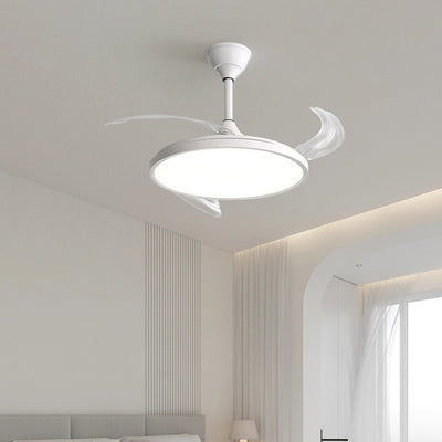 Moderner minimalistischer ABS PC Eisen gebogener runder LED-Deckenventilator mit halber Spülung für das Schlafzimmer 