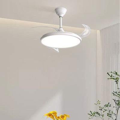 Moderner minimalistischer ABS PC Eisen gebogener runder LED-Deckenventilator mit halber Spülung für das Schlafzimmer 