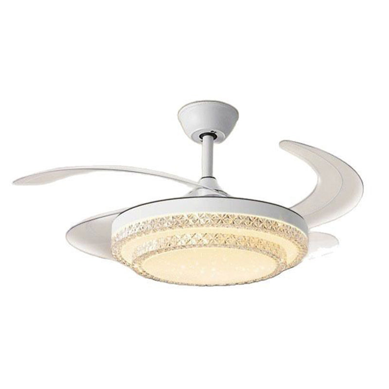 Modern Minimalist Iron PC Curved Round LED Semi-Flush Mount Ceiling Fan Light For Living Room