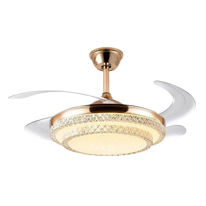 Ventilador de techo con luz LED redonda curva de PC de hierro minimalista moderno para sala de estar 