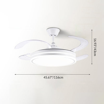 Modern Minimalist Metal Acrylic Conical Round LED Semi-Flush Mount Ceiling Fan Light For Living Room