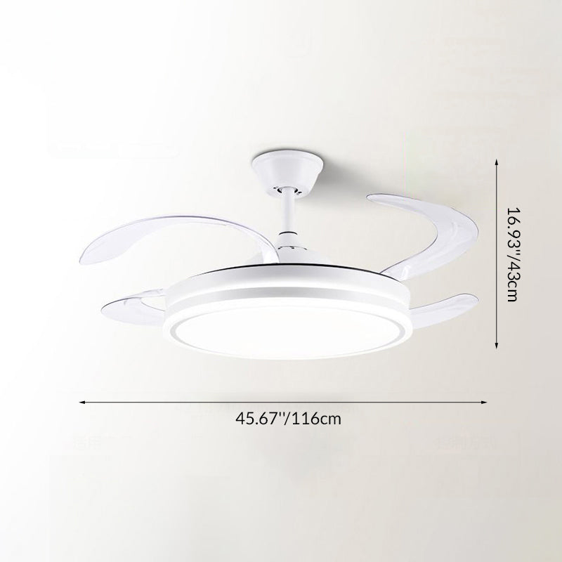Modern Minimalist Metal Acrylic Conical Round LED Semi-Flush Mount Ceiling Fan Light For Living Room