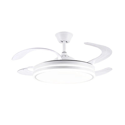 Modern Minimalist Metal Acrylic Conical Round LED Semi-Flush Mount Ceiling Fan Light For Living Room