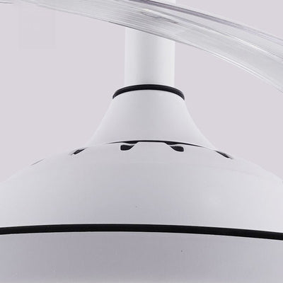 Modern Minimalist Metal Acrylic Conical Round LED Semi-Flush Mount Ceiling Fan Light For Living Room
