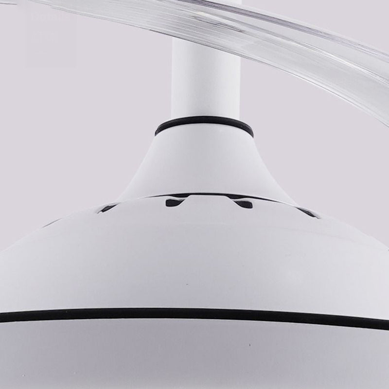 Modern Minimalist Metal Acrylic Conical Round LED Semi-Flush Mount Ceiling Fan Light For Living Room