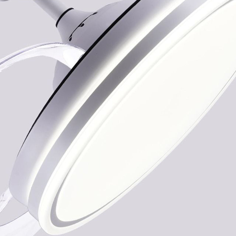 Modern Minimalist Metal Acrylic Conical Round LED Semi-Flush Mount Ceiling Fan Light For Living Room