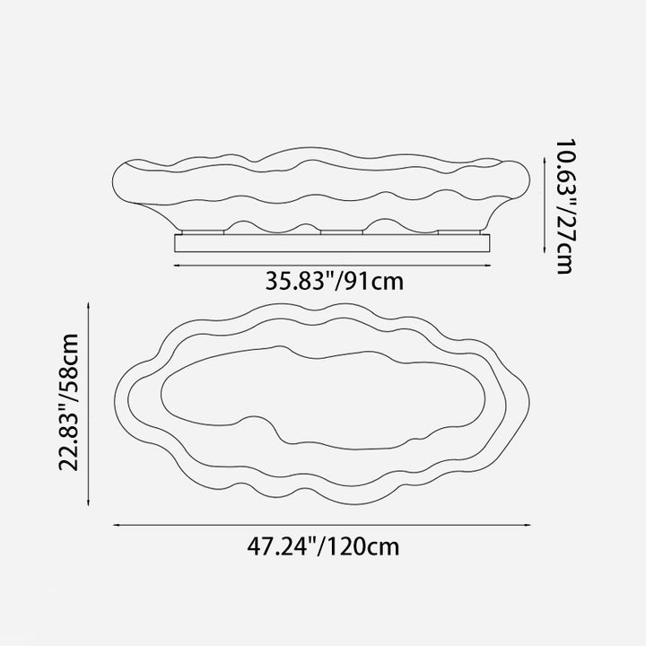 Lumière extérieure contemporaine en acier au carbone créatif en forme de nuage PE 2/3 lumières pour jardin 