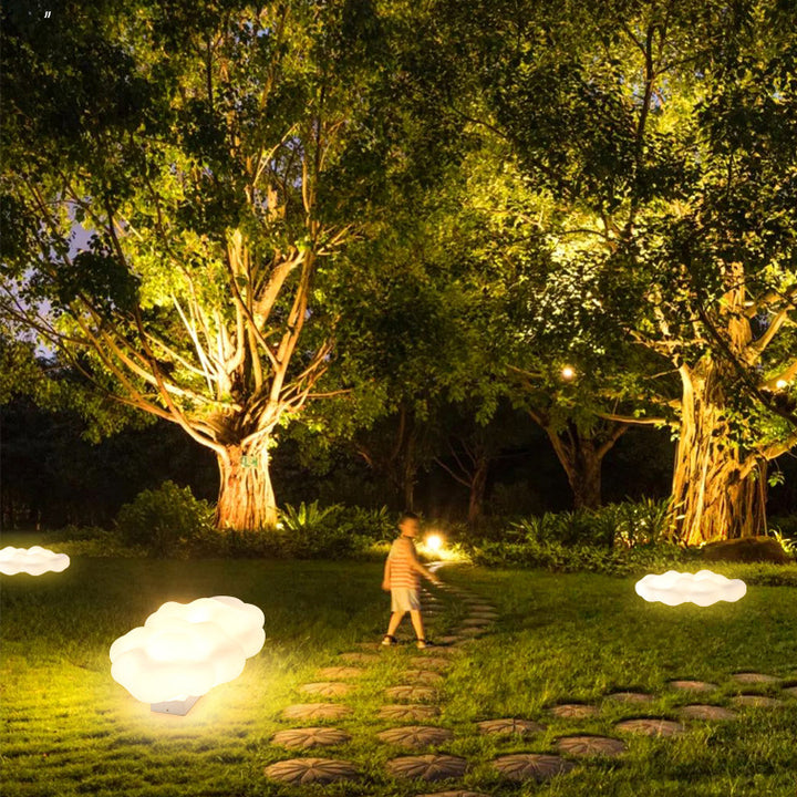 Lumière extérieure contemporaine en acier au carbone créatif en forme de nuage PE 2/3 lumières pour jardin 