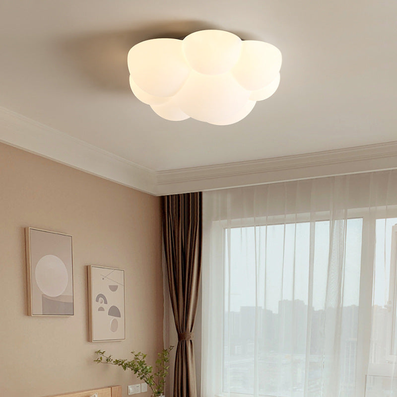 Contemporary Scandinavian PE Iron Cloud Ripple LED Flush Mount Ceiling Light For Bedroom