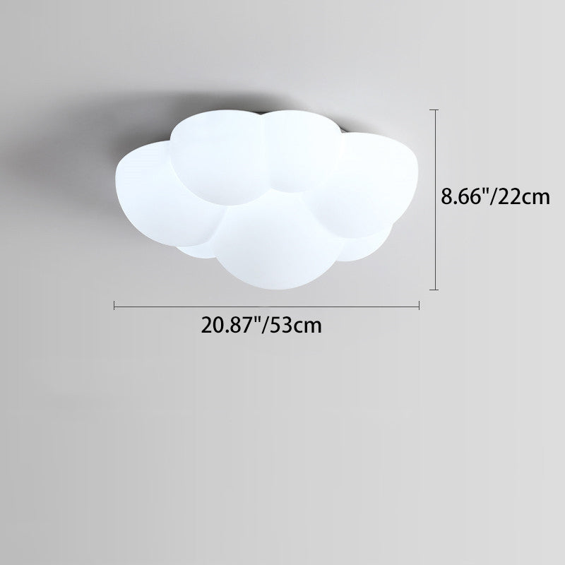 Contemporary Scandinavian PE Iron Cloud Ripple LED Flush Mount Ceiling Light For Bedroom
