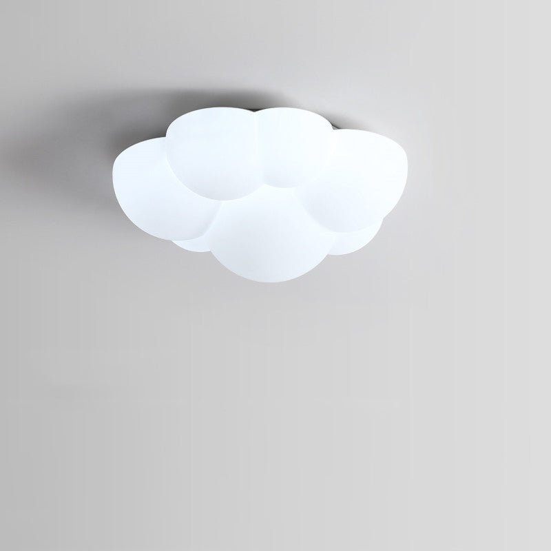 Contemporary Scandinavian PE Iron Cloud Ripple LED Flush Mount Ceiling Light For Bedroom
