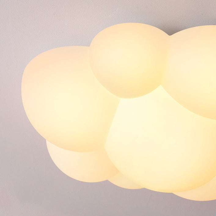 Contemporary Scandinavian PE Iron Cloud Ripple LED Flush Mount Ceiling Light For Bedroom