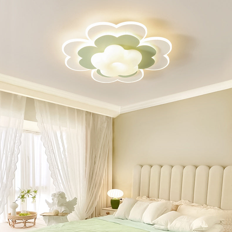 Moderna luz de techo empotrada LED de hierro floral creativa contemporánea para dormitorio 