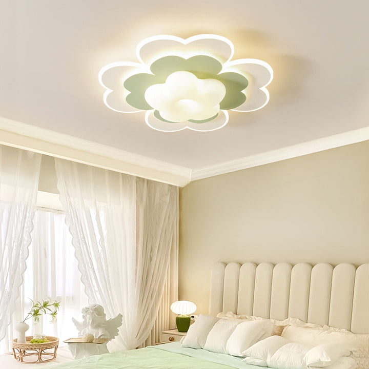 Moderna luz de techo empotrada LED de hierro floral creativa contemporánea para dormitorio 