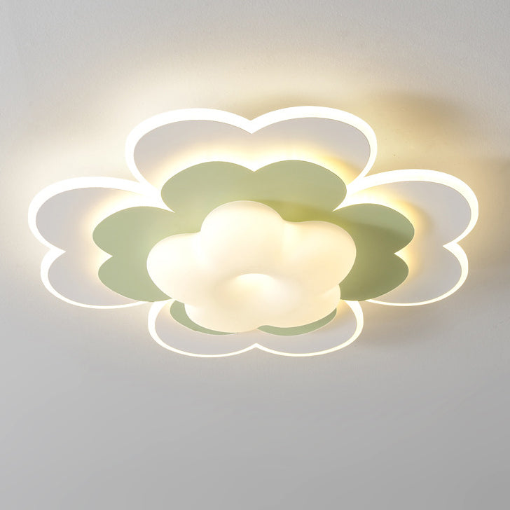 Moderna luz de techo empotrada LED de hierro floral creativa contemporánea para dormitorio 