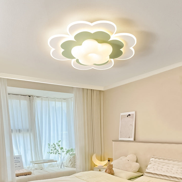 Moderna luz de techo empotrada LED de hierro floral creativa contemporánea para dormitorio 