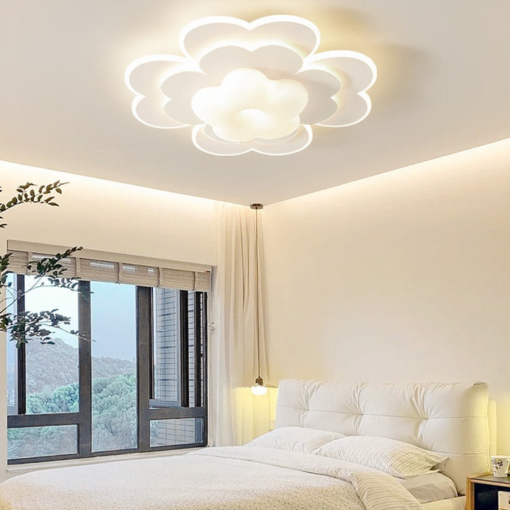 Contemporary Creative PE Iron Floral LED Flush Mount Ceiling Light For Bedroom