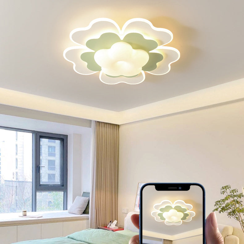 Moderna luz de techo empotrada LED de hierro floral creativa contemporánea para dormitorio 