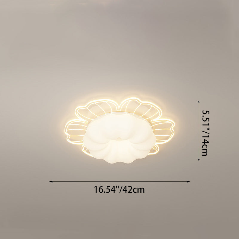 Contemporary Creative PVC Iron Floral Round LED Flush Mount Ceiling Light For Bedroom &amp; Living Room