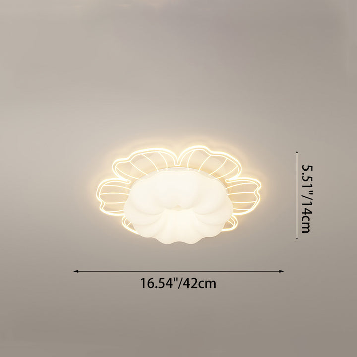 Contemporary Creative PVC Iron Floral Round LED Flush Mount Ceiling Light For Bedroom &amp; Living Room
