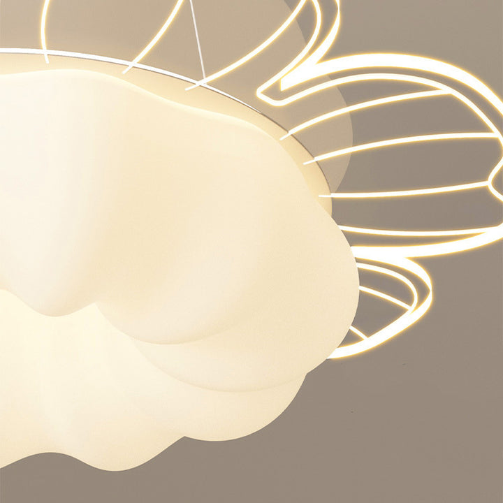 Contemporary Creative PVC Iron Floral Round LED Flush Mount Ceiling Light For Bedroom &amp; Living Room