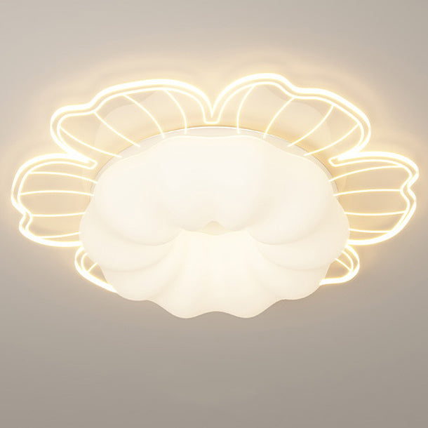 Contemporary Creative PVC Iron Floral Round LED Flush Mount Ceiling Light For Bedroom &amp; Living Room