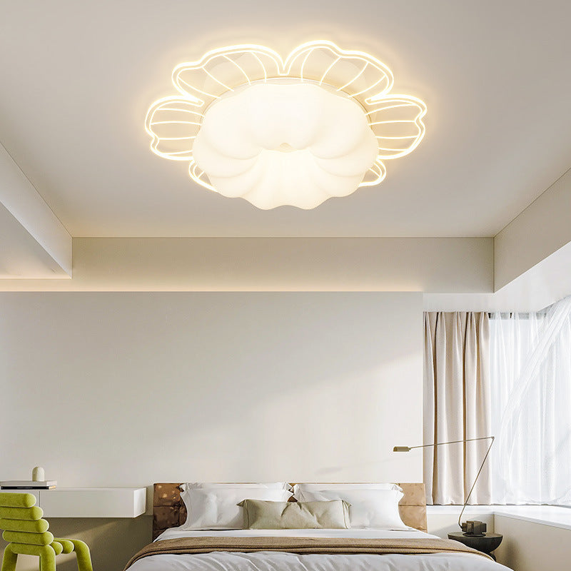 Contemporary Creative PVC Iron Floral Round LED Flush Mount Ceiling Light For Bedroom &amp; Living Room
