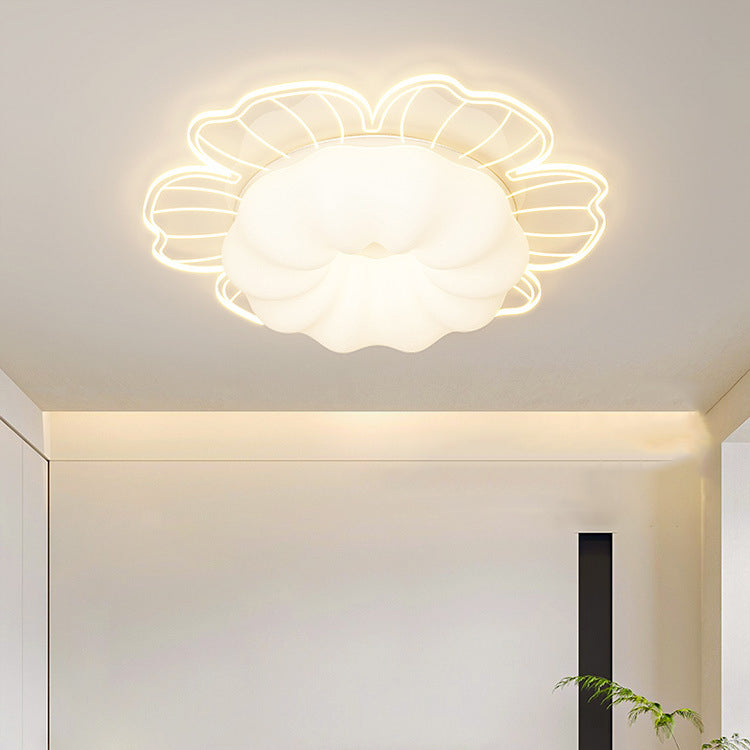 Contemporary Creative PVC Iron Floral Round LED Flush Mount Ceiling Light For Bedroom &amp; Living Room