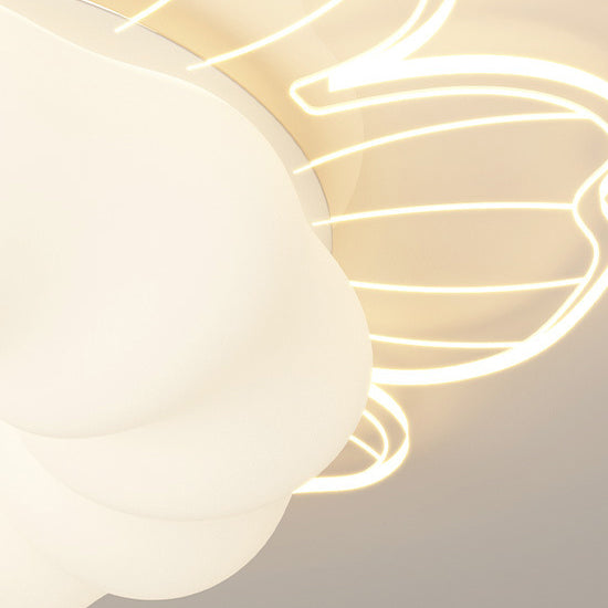 Contemporary Creative PVC Iron Floral Round LED Flush Mount Ceiling Light For Bedroom &amp; Living Room