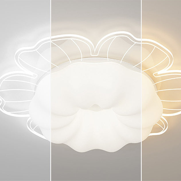 Contemporary Creative PVC Iron Floral Round LED Flush Mount Ceiling Light For Bedroom &amp; Living Room