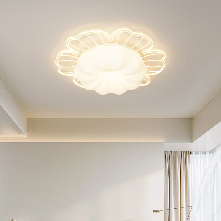 Contemporary Creative PVC Iron Floral Round LED Flush Mount Ceiling Light For Bedroom &amp; Living Room