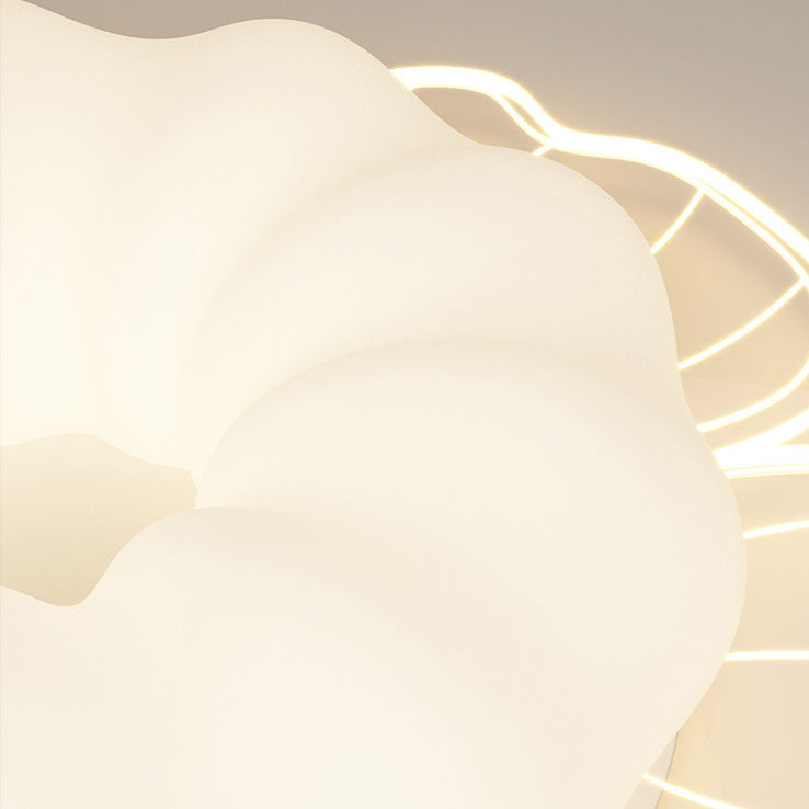 Contemporary Creative PVC Iron Floral Round LED Flush Mount Ceiling Light For Bedroom &amp; Living Room