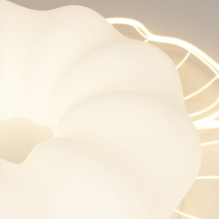 Contemporary Creative PVC Iron Floral Round LED Flush Mount Ceiling Light For Bedroom &amp; Living Room