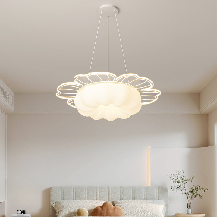 Traditional French PVC & Iron Floral Shape Round LED Chandelier For Living Room