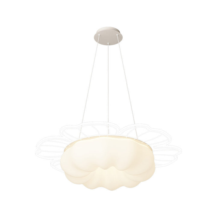 Lustre LED Rond en Forme de Fleur en PVC et Fer Traditionnel Français pour Salon 