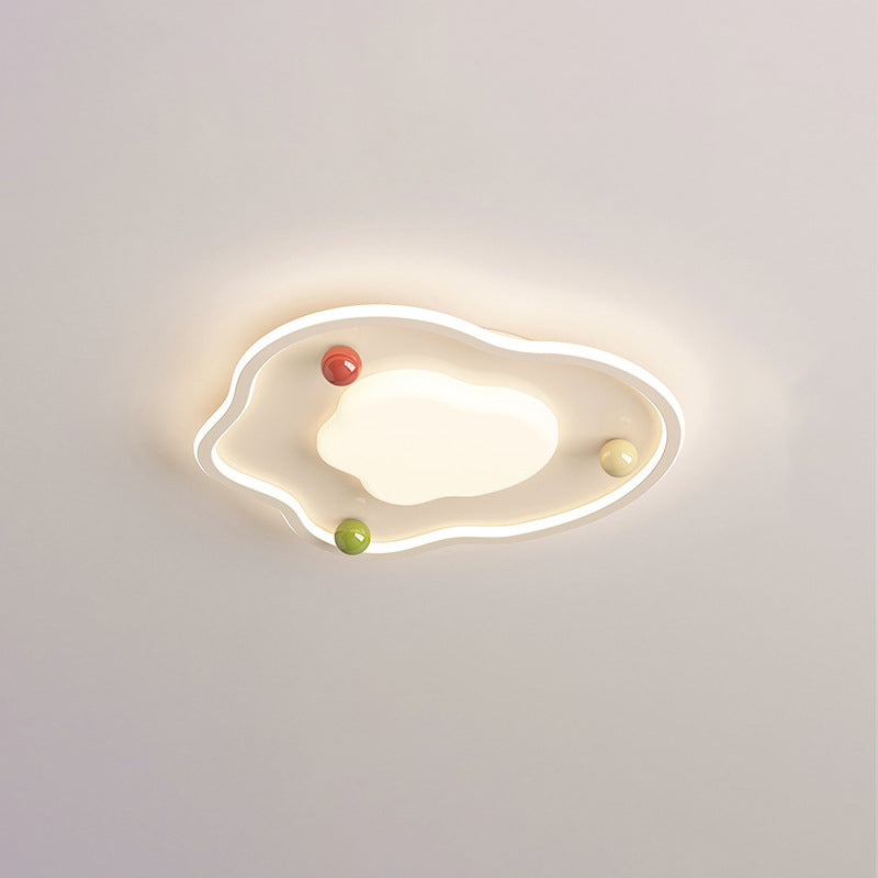 Lustre de plafond LED moderne Art Déco en silicone, aluminium et fer avec globe crémeux pour chambre 