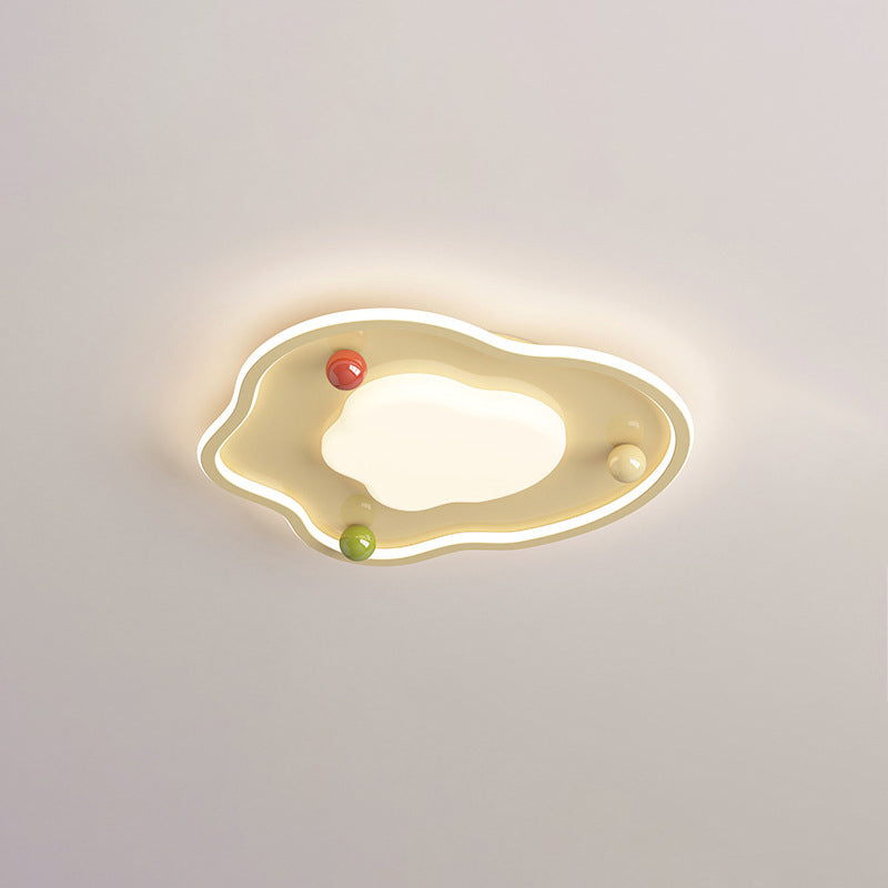 Lustre de plafond LED moderne Art Déco en silicone, aluminium et fer avec globe crémeux pour chambre 