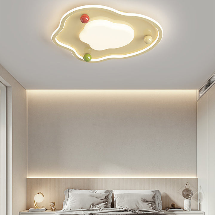 Lustre de plafond LED moderne Art Déco en silicone, aluminium et fer avec globe crémeux pour chambre 