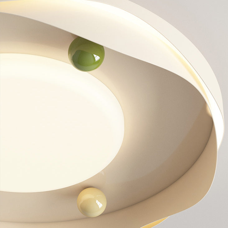 Lustre de plafond LED moderne Art Déco en silicone, aluminium et fer avec globe crémeux pour chambre 