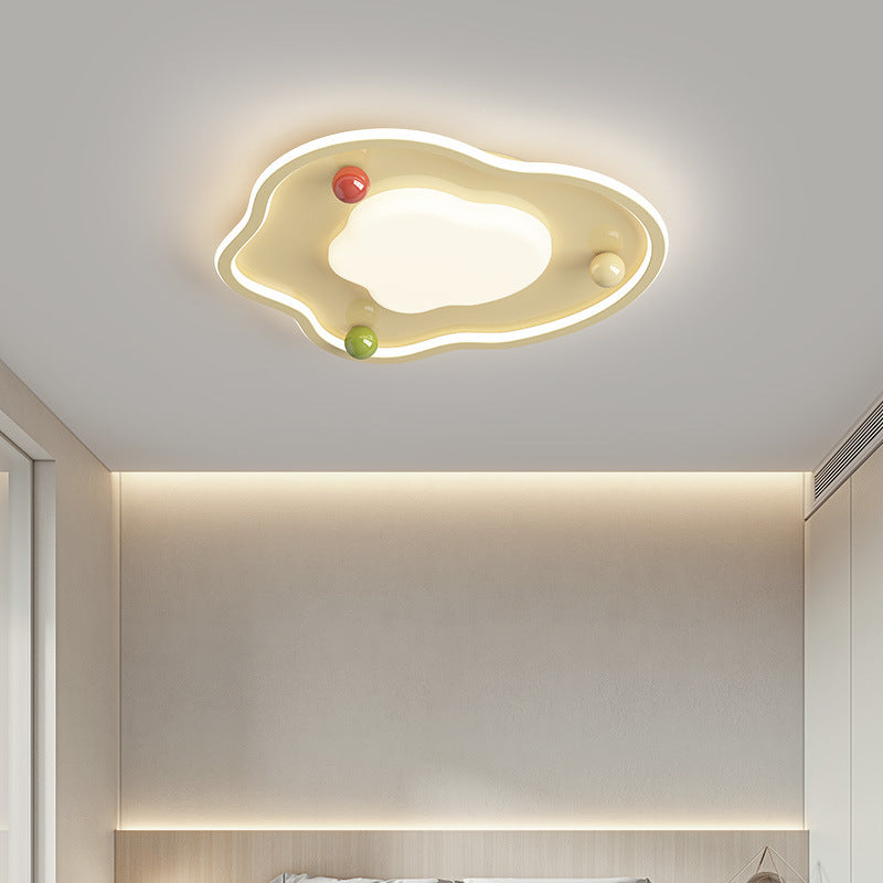 Lustre de plafond LED moderne Art Déco en silicone, aluminium et fer avec globe crémeux pour chambre 