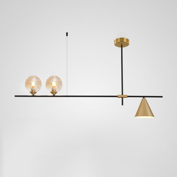 Contemporary Scandinavian Glass Iron Orb Linear 3/4/5 Lights Chandelier Island Light For Dining Room