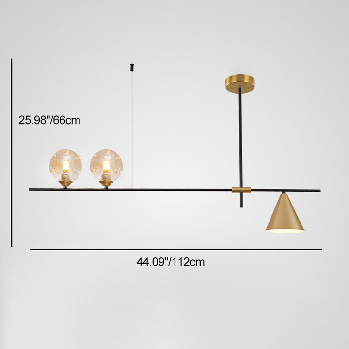 Contemporary Scandinavian Glass Iron Orb Linear 3/4/5 Lights Chandelier Island Light For Dining Room