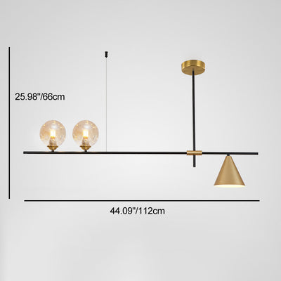 現代的なスカンジナビアンガラスアイアンオーブリニア3/4/5ライトシャンデリアアイランドライトダイニングルーム用 
