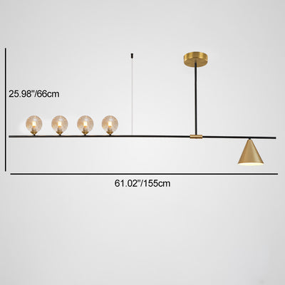 現代的なスカンジナビアンガラスアイアンオーブリニア3/4/5ライトシャンデリアアイランドライトダイニングルーム用 
